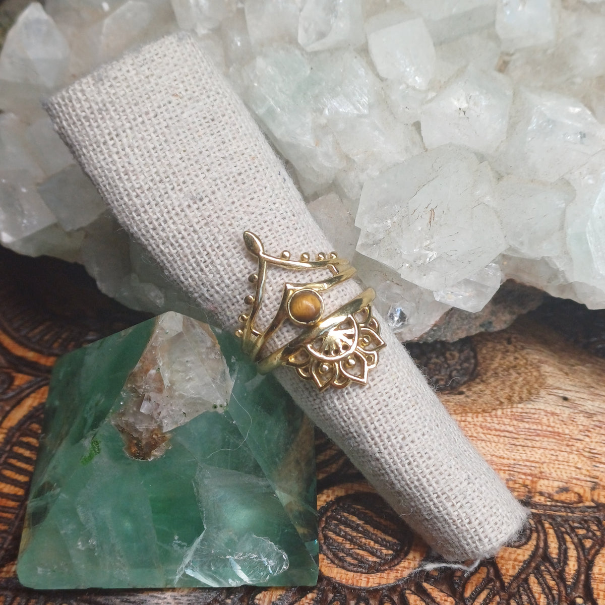 Tigers Eye Brass Rings