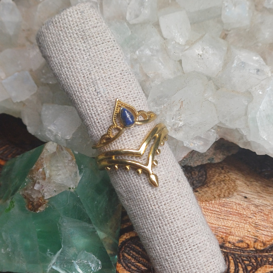 Lapis Lazuli Brass Rings