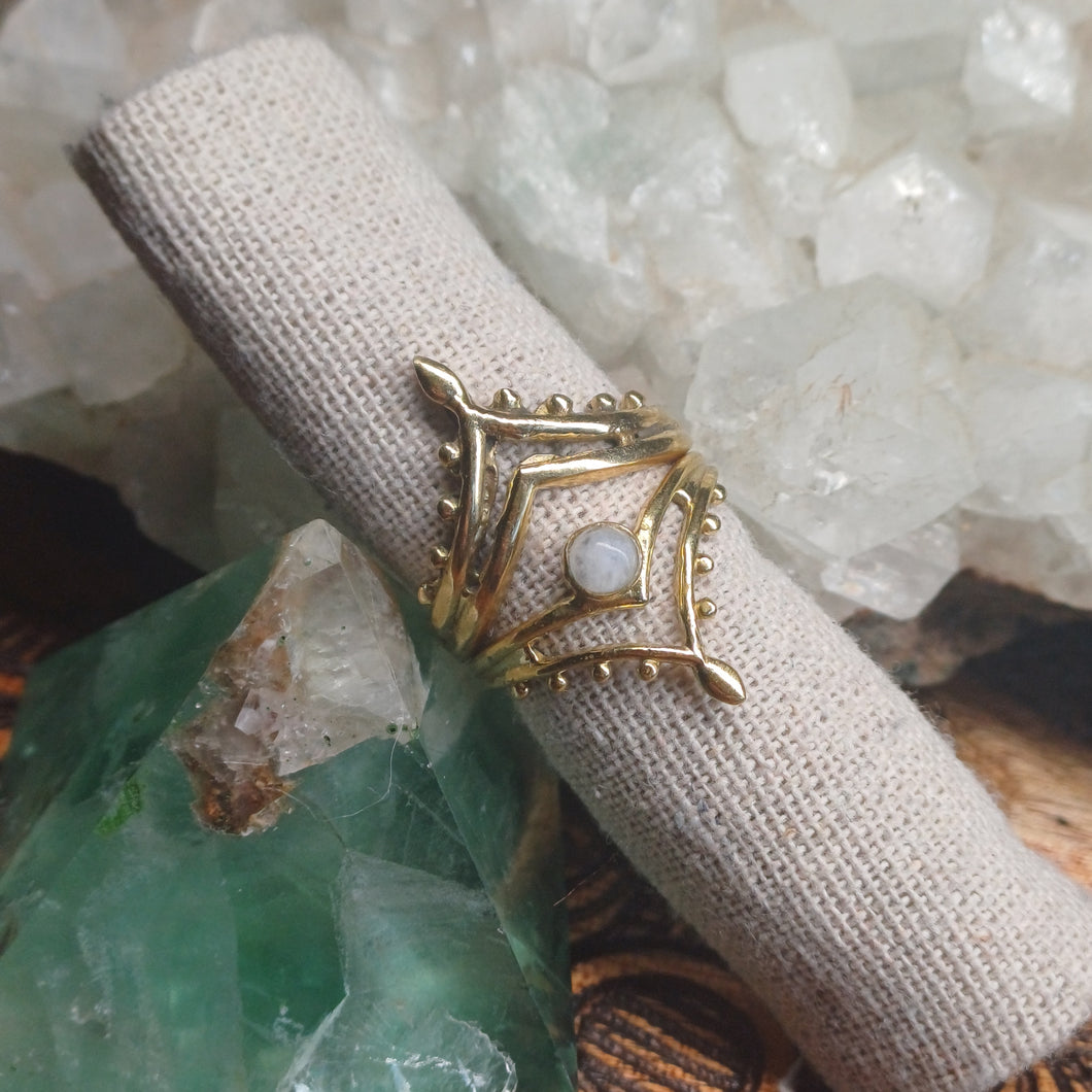 Moonstone Brass Rings