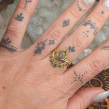 Load image into Gallery viewer, Labradorite Brass Rings
