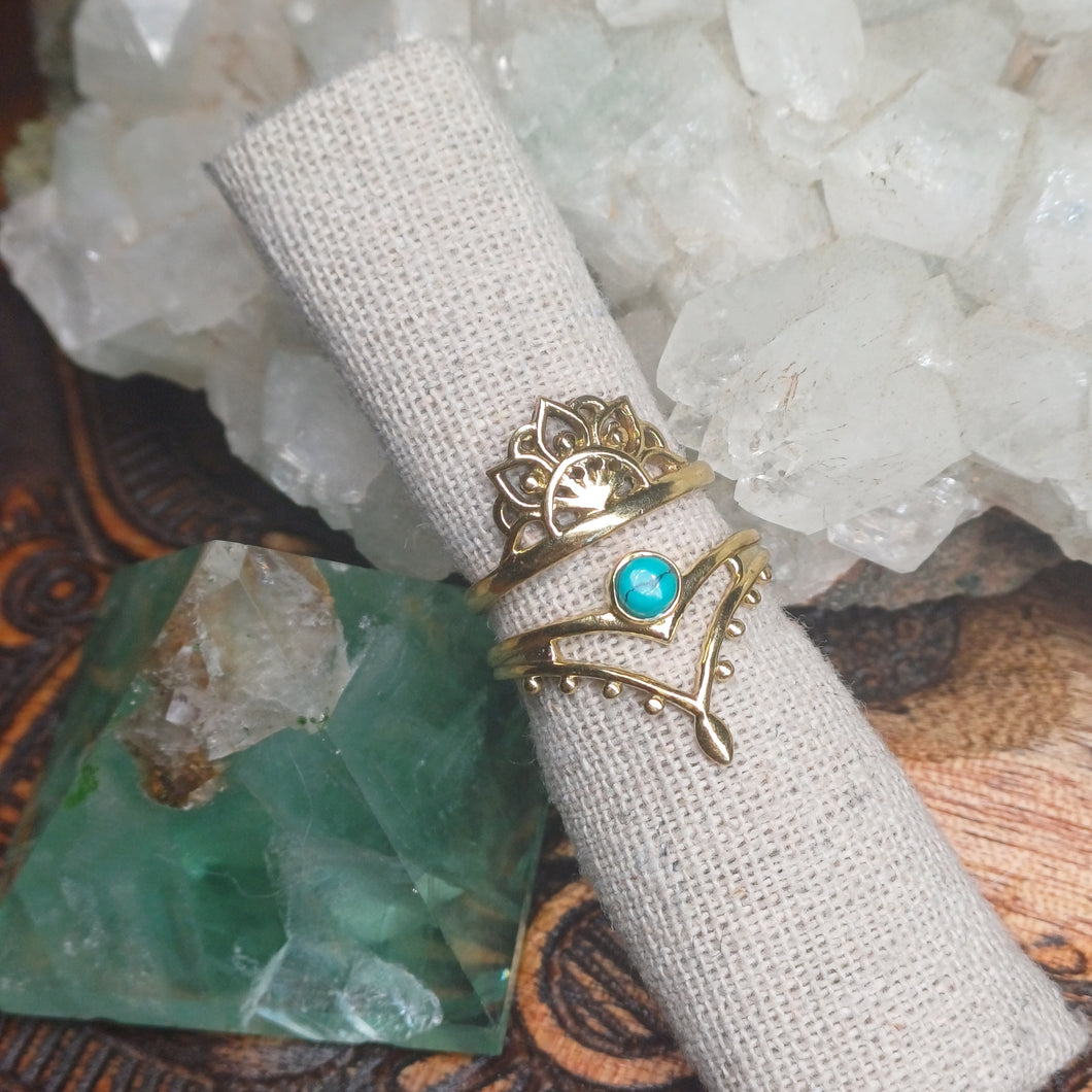 Turqouise Brass Rings