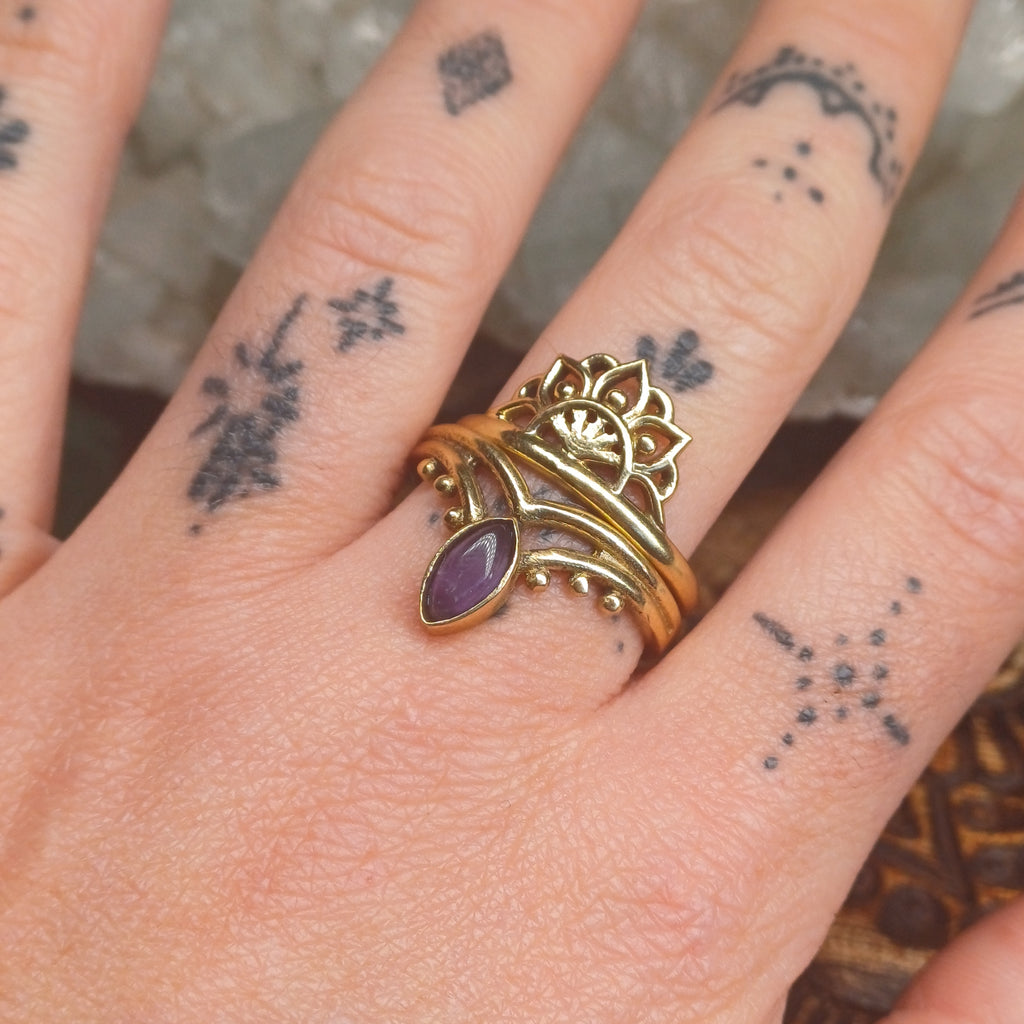 Amethyst Brass Rings