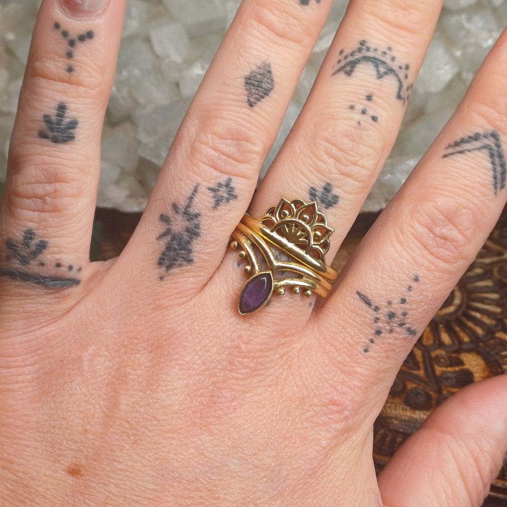 Amethyst Brass Rings