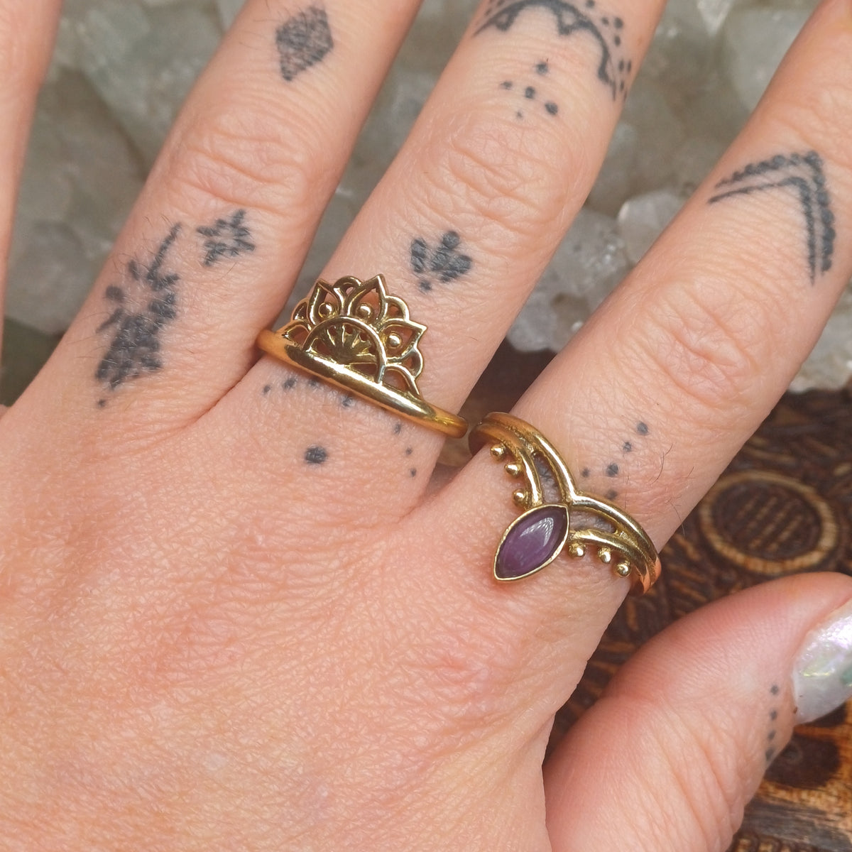Amethyst Brass Rings