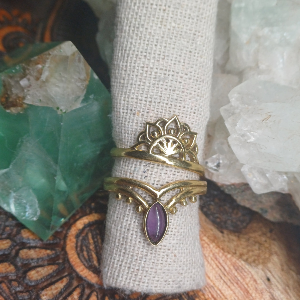 Amethyst Brass Rings