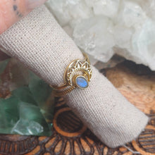 Load image into Gallery viewer, Labradorite Crescent Moon Brass Rings

