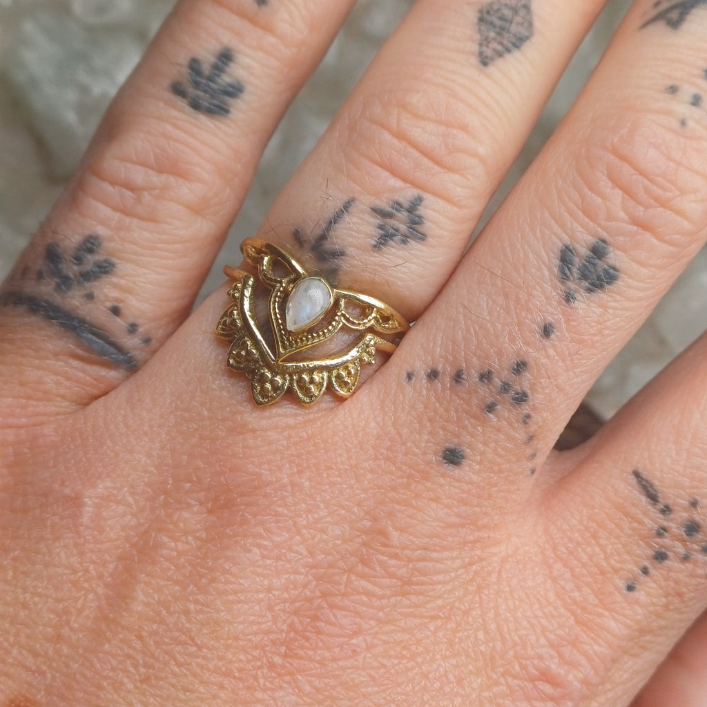 Moonstone Brass Rings