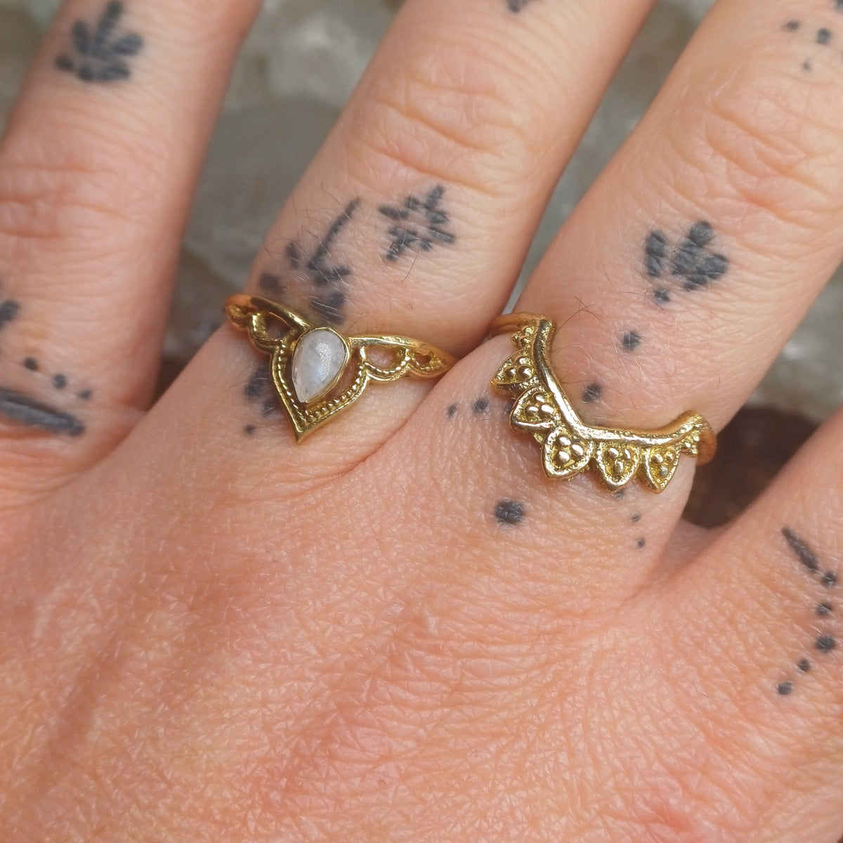 Moonstone Brass Rings