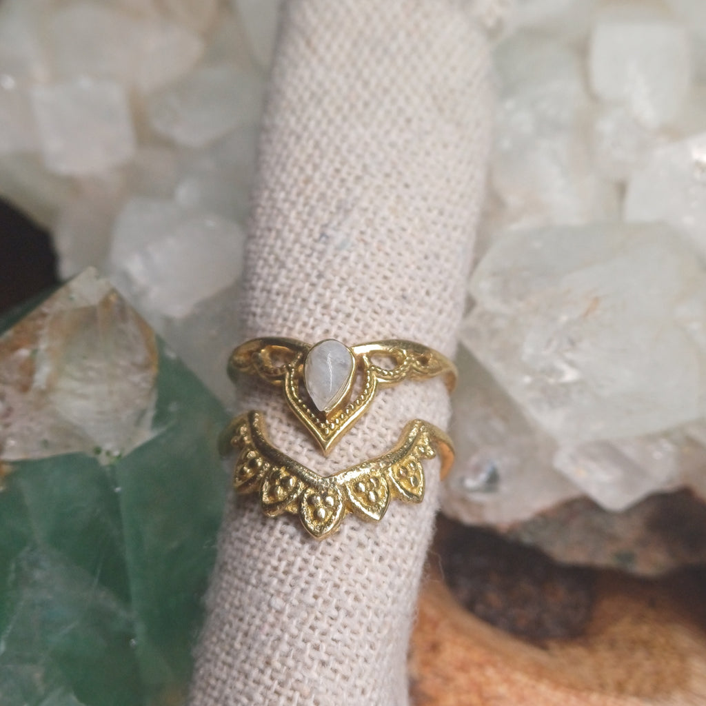 Moonstone Brass Rings
