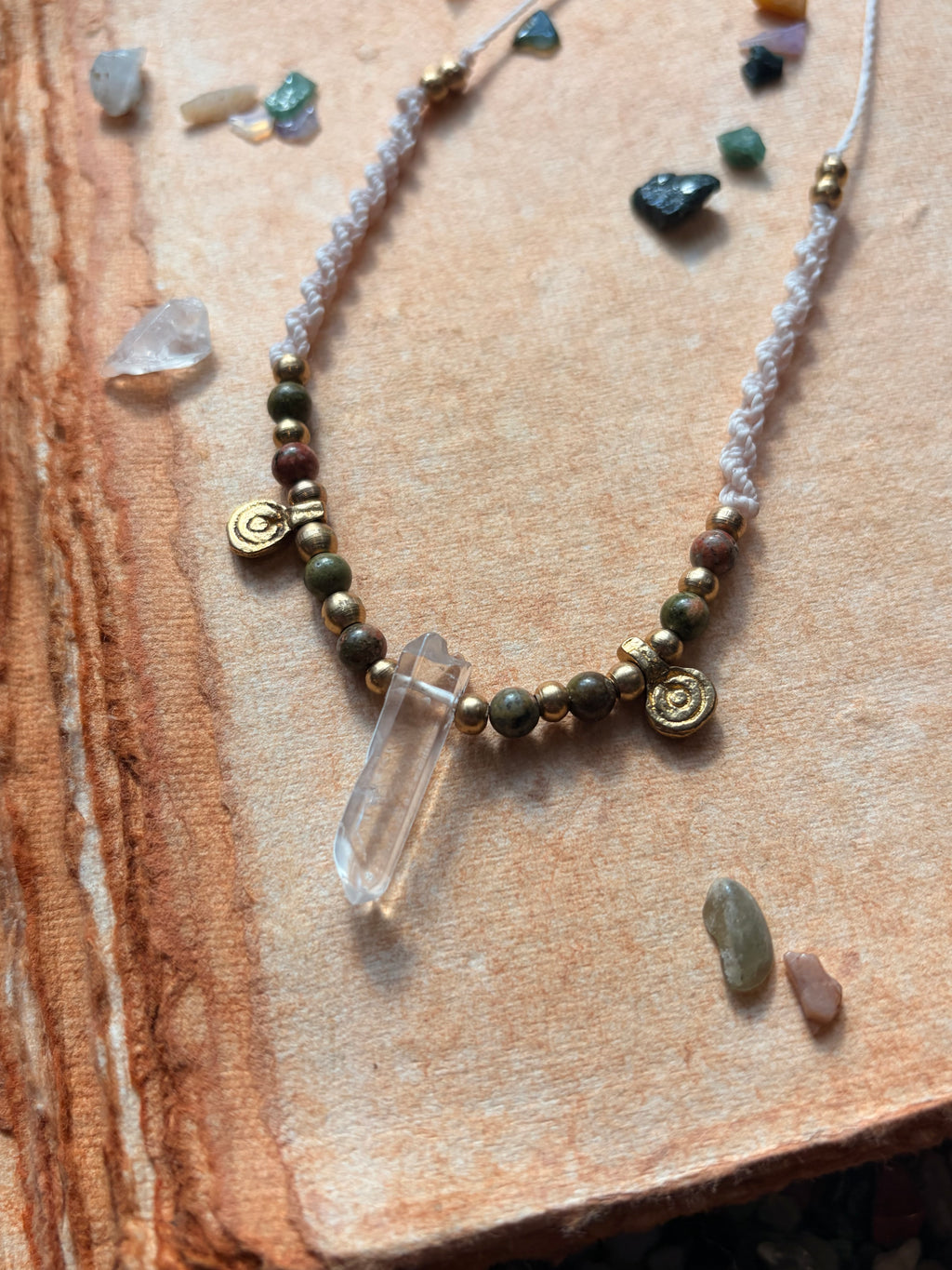 Unakite and Clear Quartz necklace