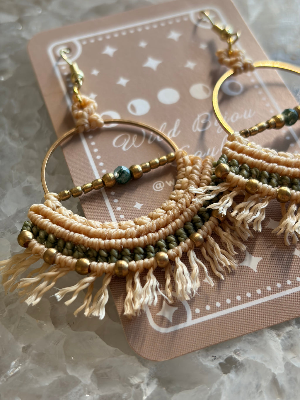 Bohemian macrame hoop earrings