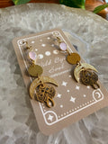 Rose Quartz Goddess Moon Earrings