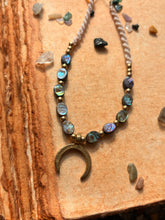Load image into Gallery viewer, Crescent moon paua shell necklace
