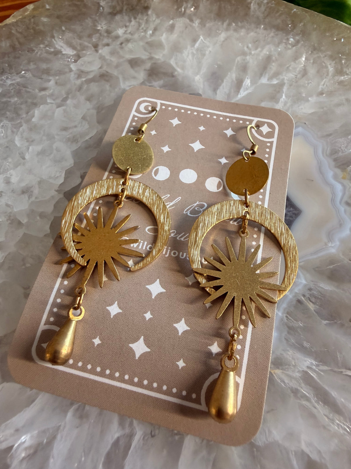 Celestial sun and moon earrings