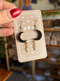 Black Crescent Moonstone Earrings