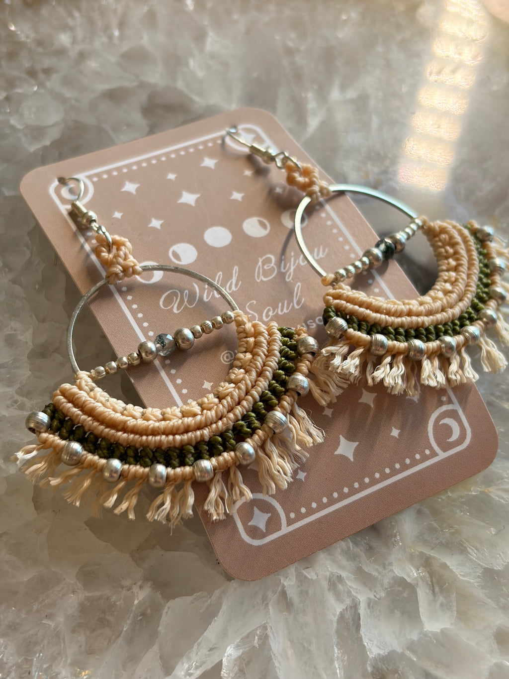 Bohemian macrame hoop earrings