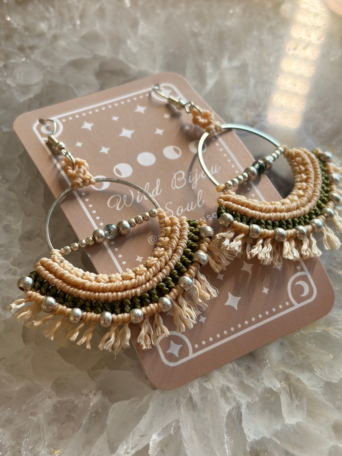 Bohemian macrame hoop earrings