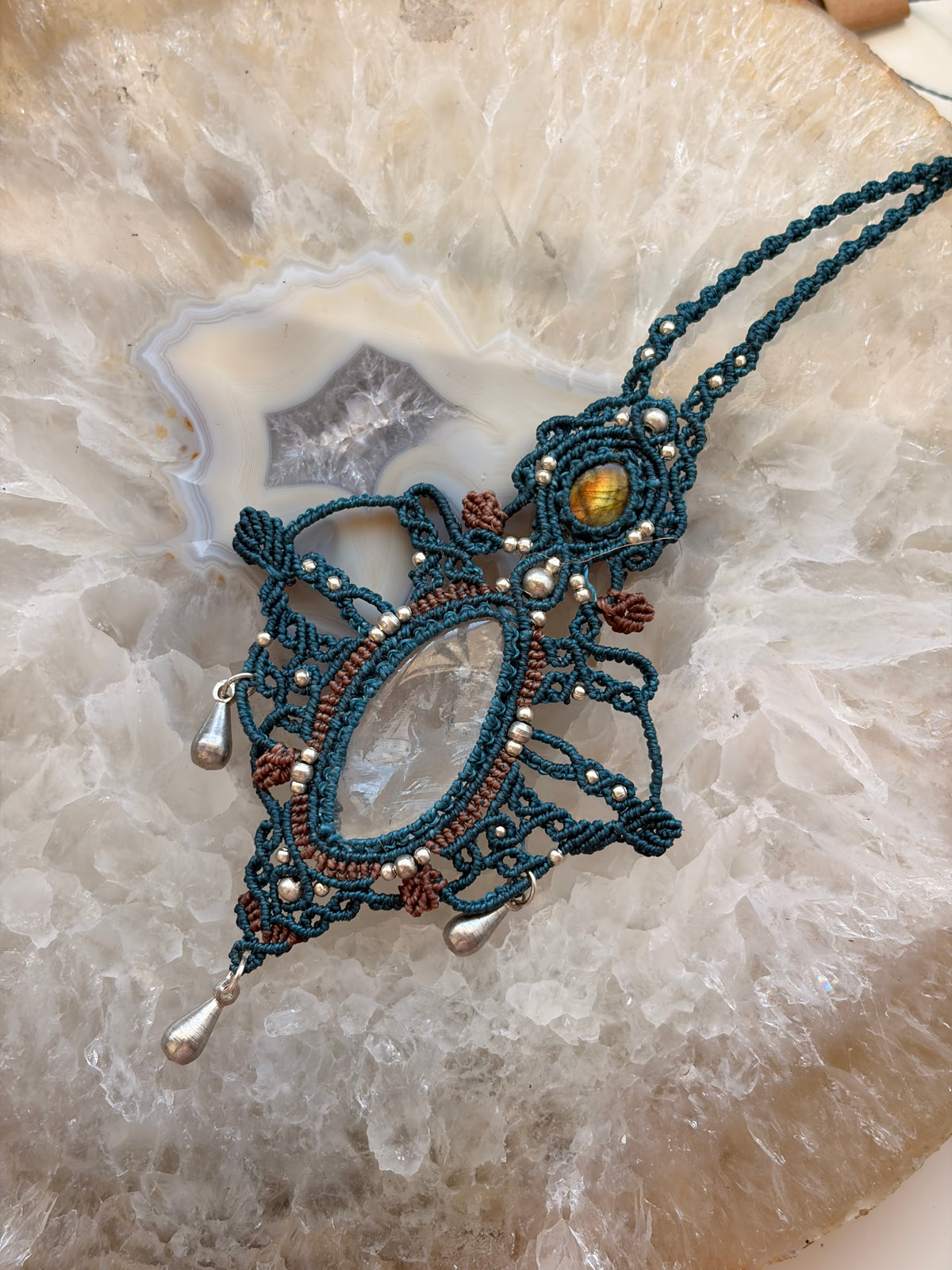 Clear Quartz and labradorite necklace