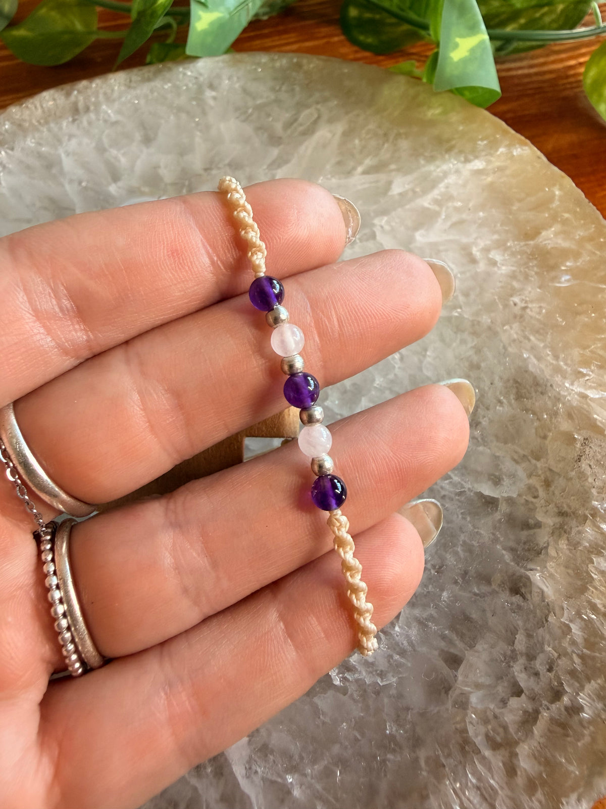 Amethyst and Rose Quartz Bracelet