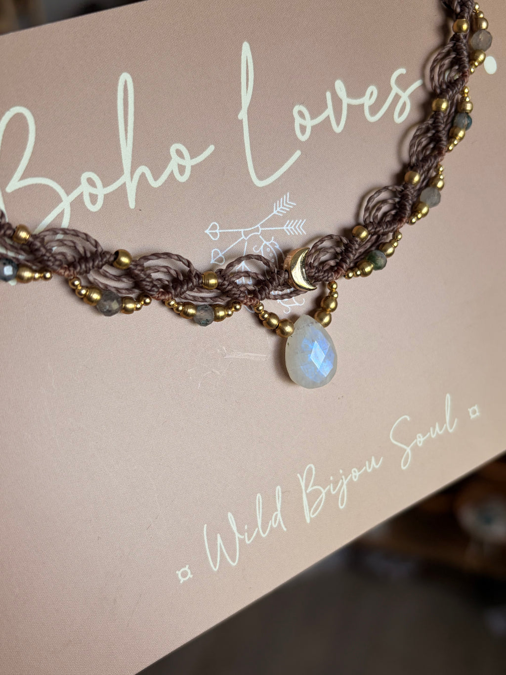 Moonstone crescent necklace