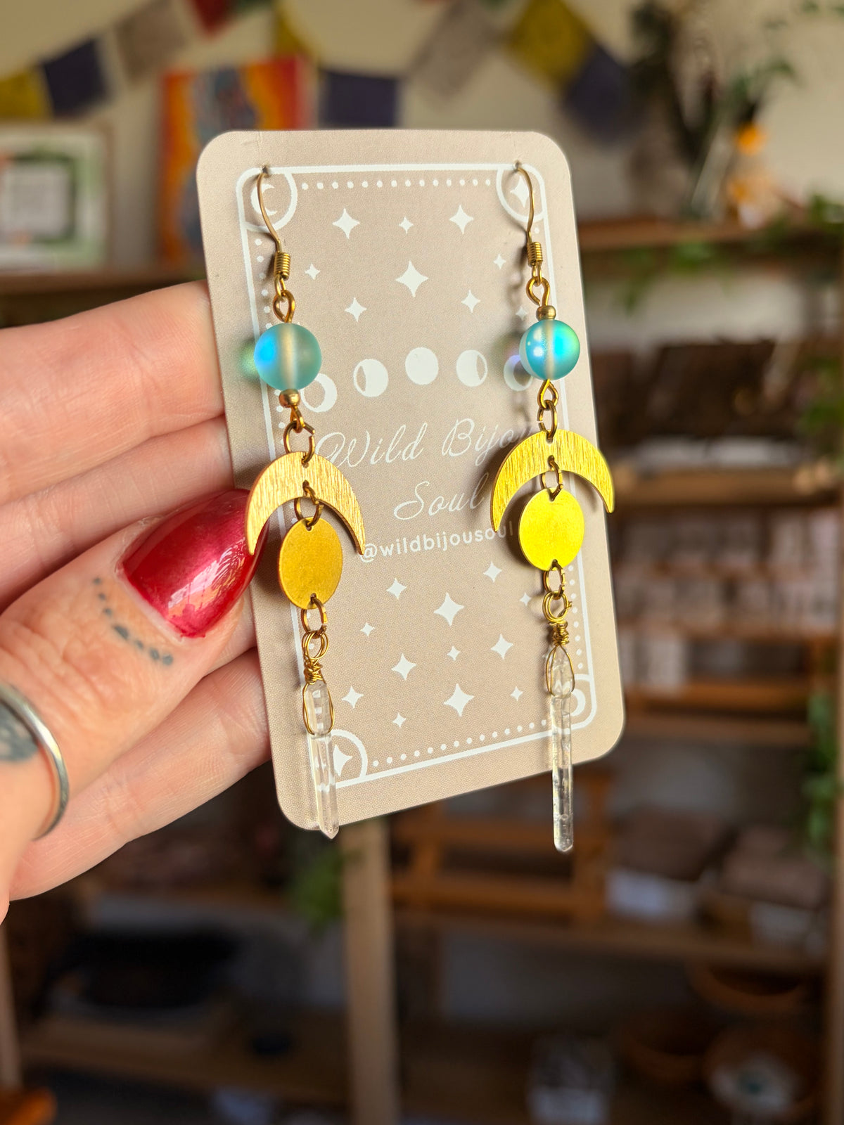 Celestial Earrings with Clear Quartz