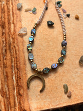 Load image into Gallery viewer, Crescent moon paua shell necklace
