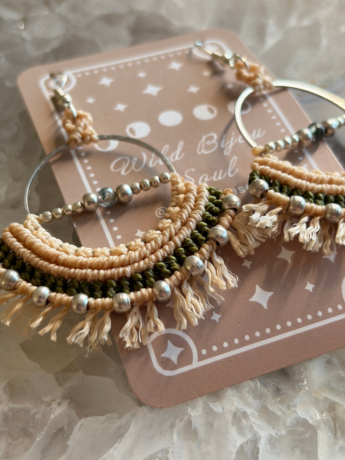Bohemian macrame hoop earrings