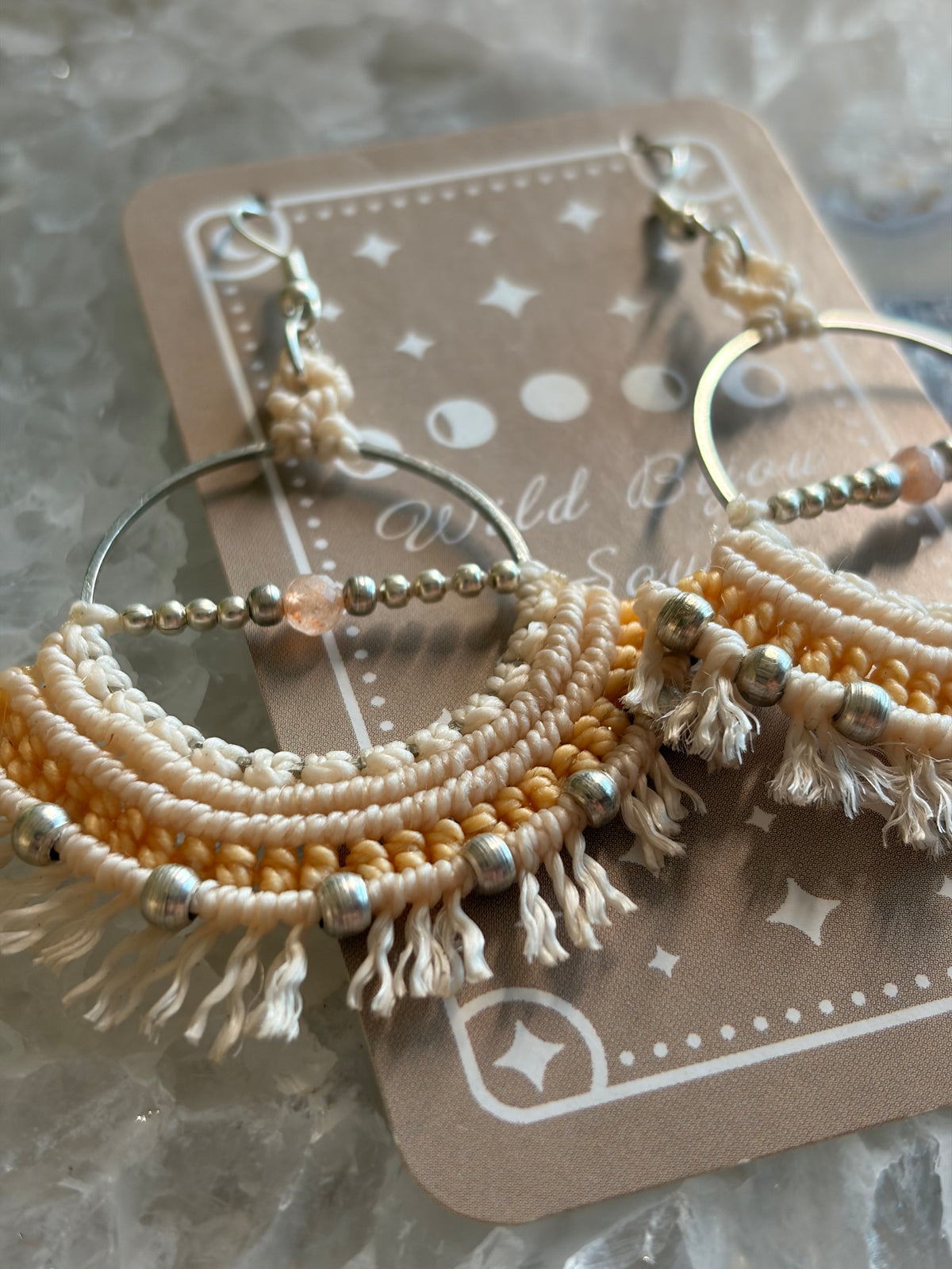 Bohemian macrame hoop earrings