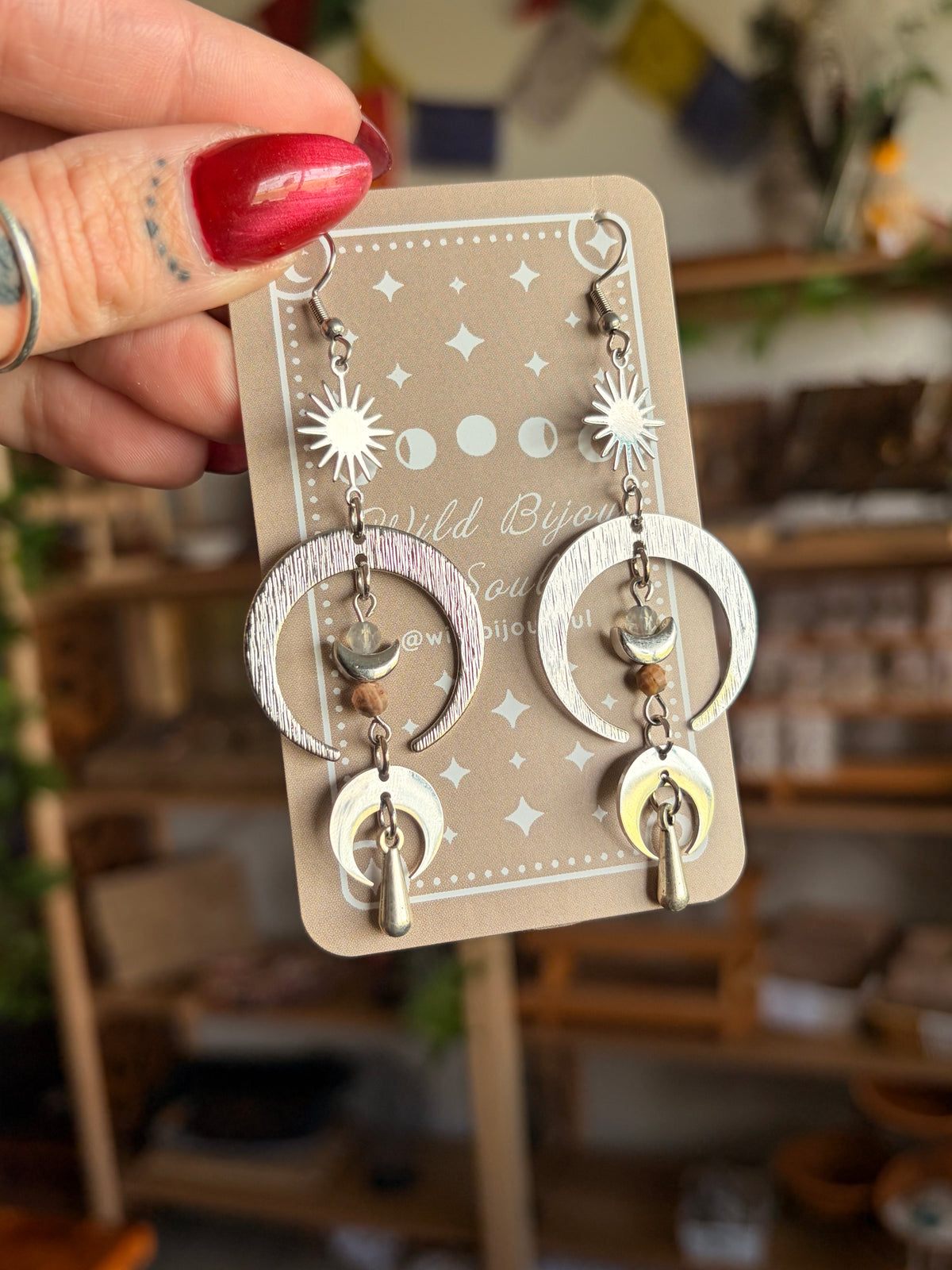 Celestial peach moonstone earrings