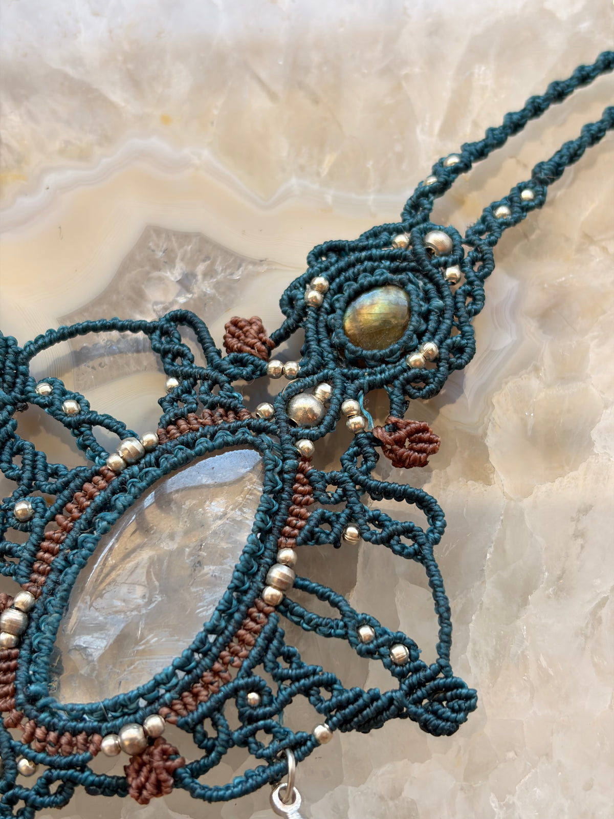 Clear Quartz and labradorite necklace