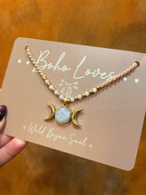 Load image into Gallery viewer, Moonstone triple moon necklace
