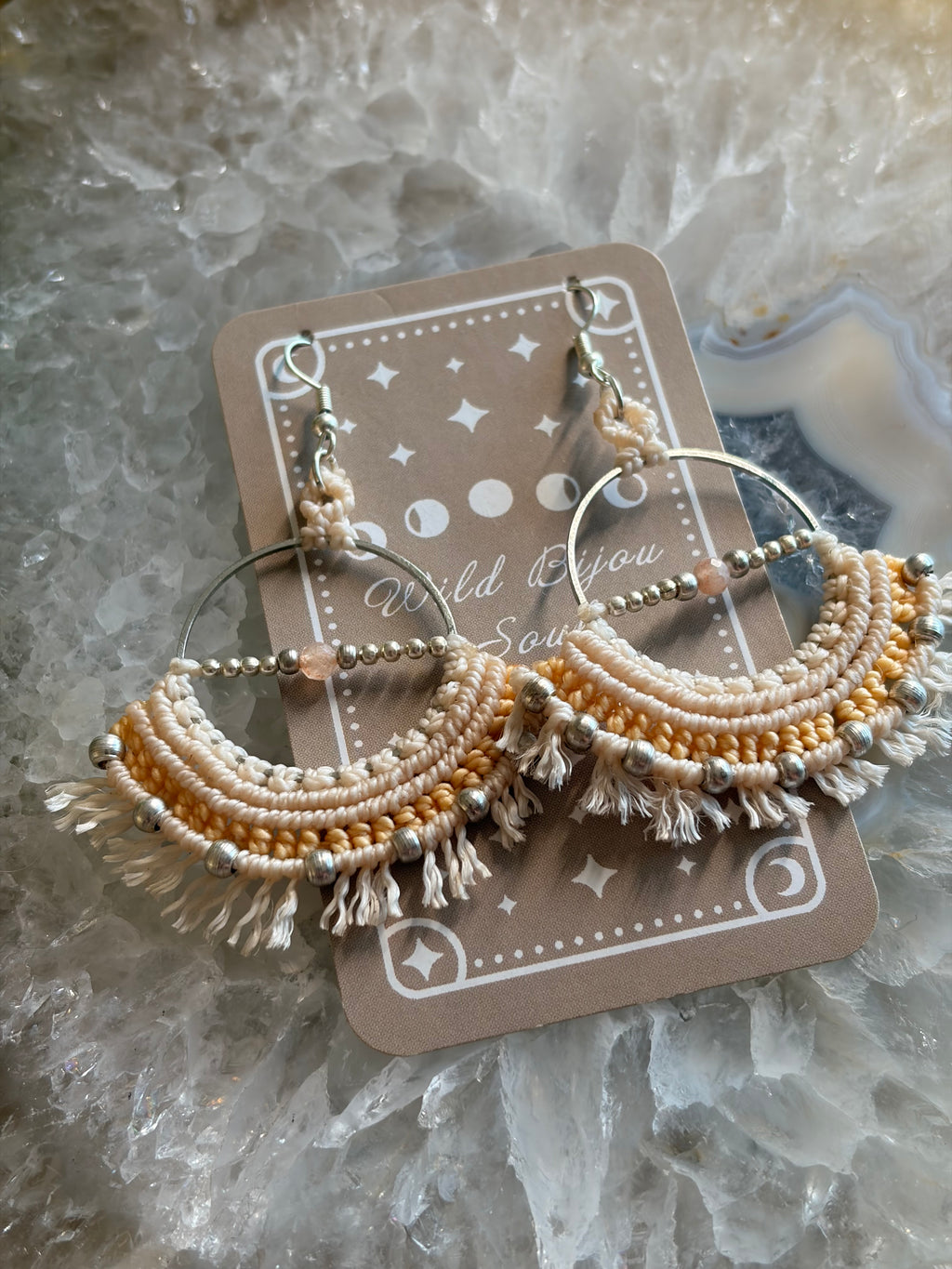 Bohemian macrame hoop earrings