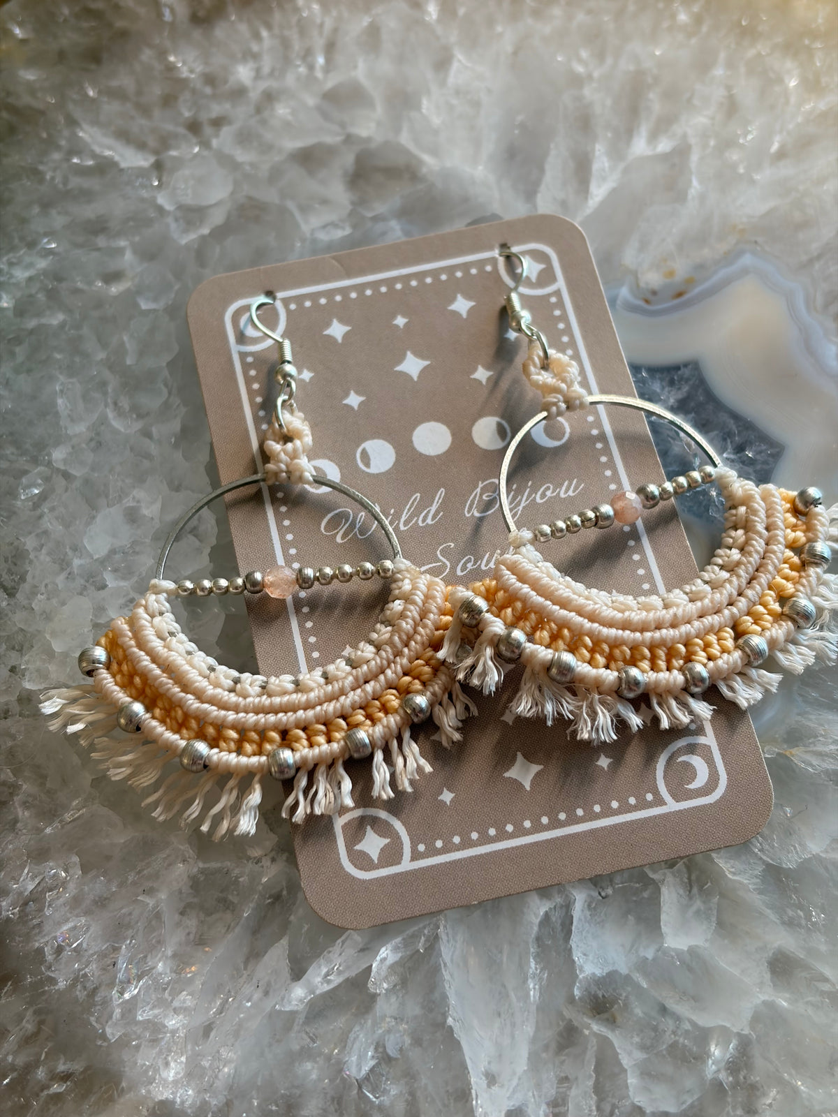 Bohemian macrame hoop earrings