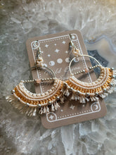 Load image into Gallery viewer, Bohemian macrame hoop earrings
