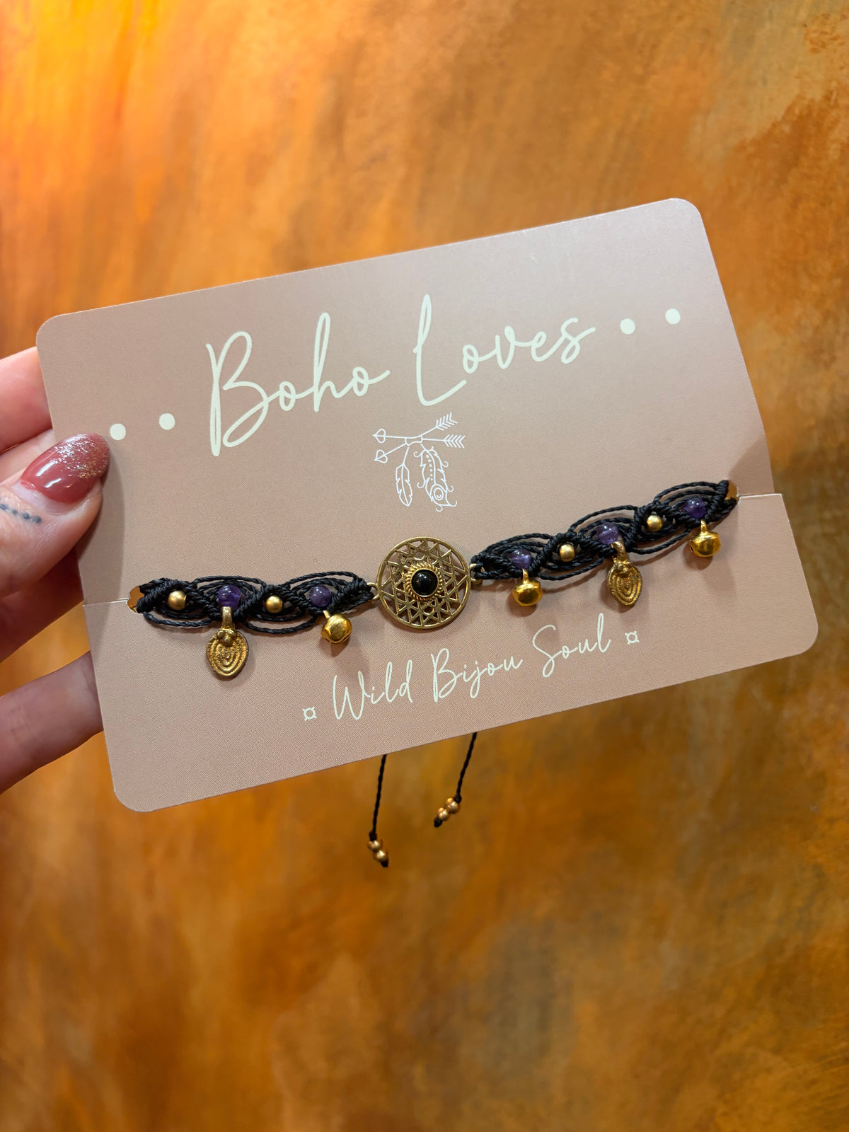 Obsidian Anklet with Bells
