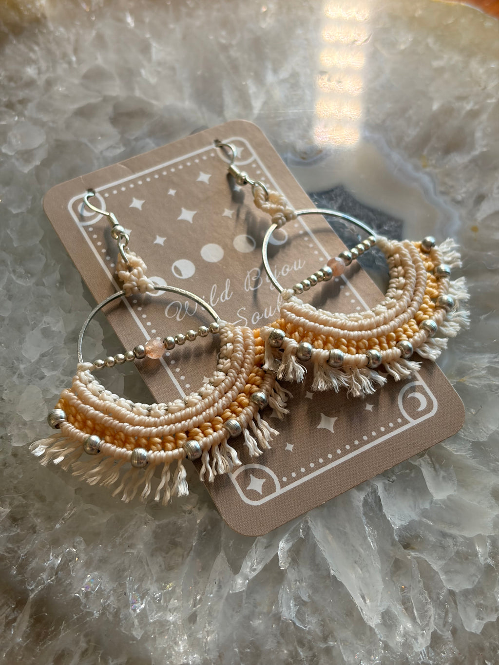 Bohemian macrame hoop earrings