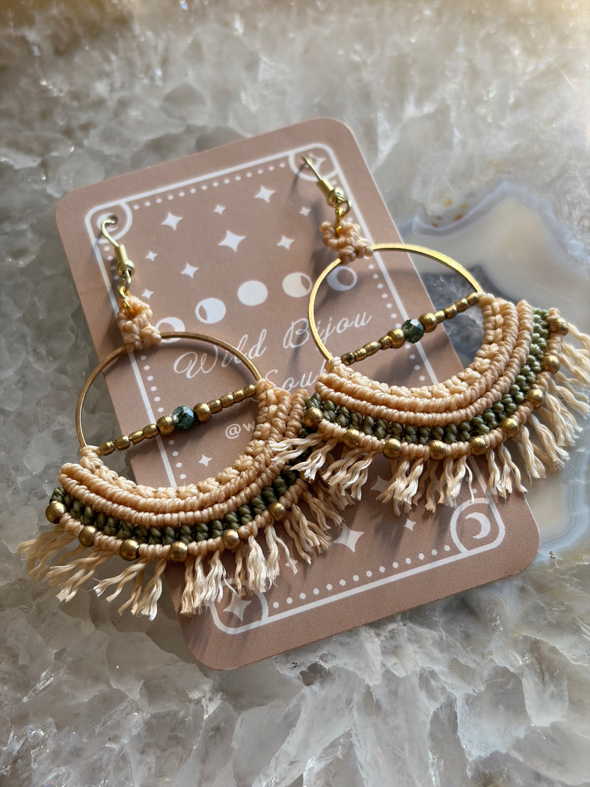 Bohemian macrame hoop earrings