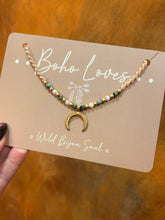 Load image into Gallery viewer, Turquoise and Moonstone Moon necklace
