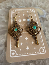 Load image into Gallery viewer, Turquoise Macrame Earrings
