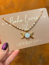 Load image into Gallery viewer, Moonstone triple moon necklace
