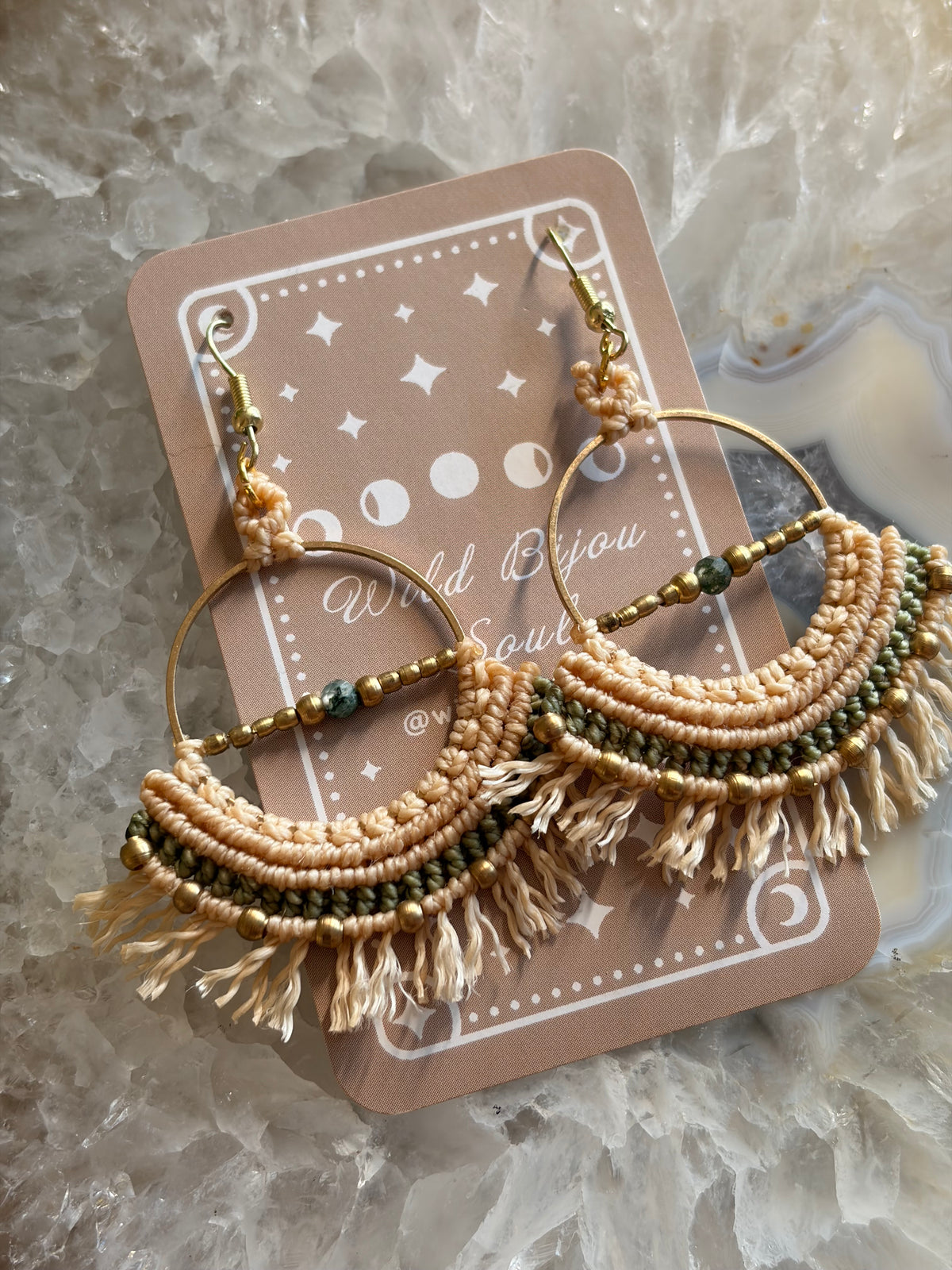 Bohemian macrame hoop earrings