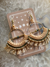 Load image into Gallery viewer, Bohemian macrame hoop earrings
