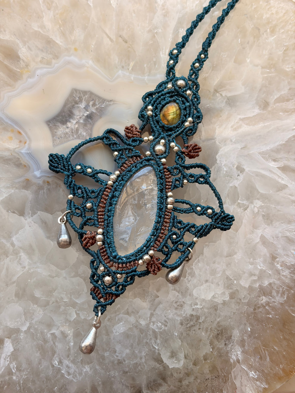 Clear Quartz and labradorite necklace