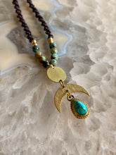 Load image into Gallery viewer, Turquoise Crescent Moon Necklace
