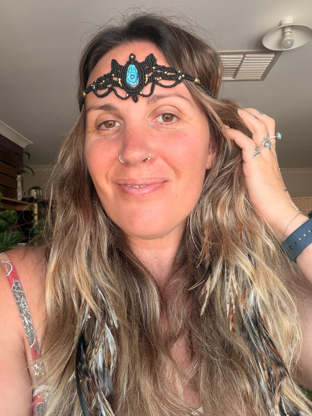 Evil Eye labradorite crown