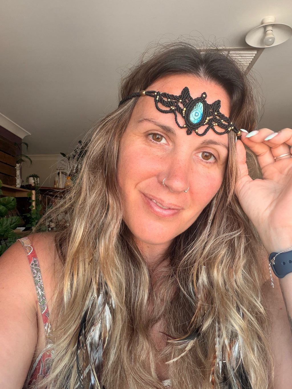 Evil Eye labradorite crown