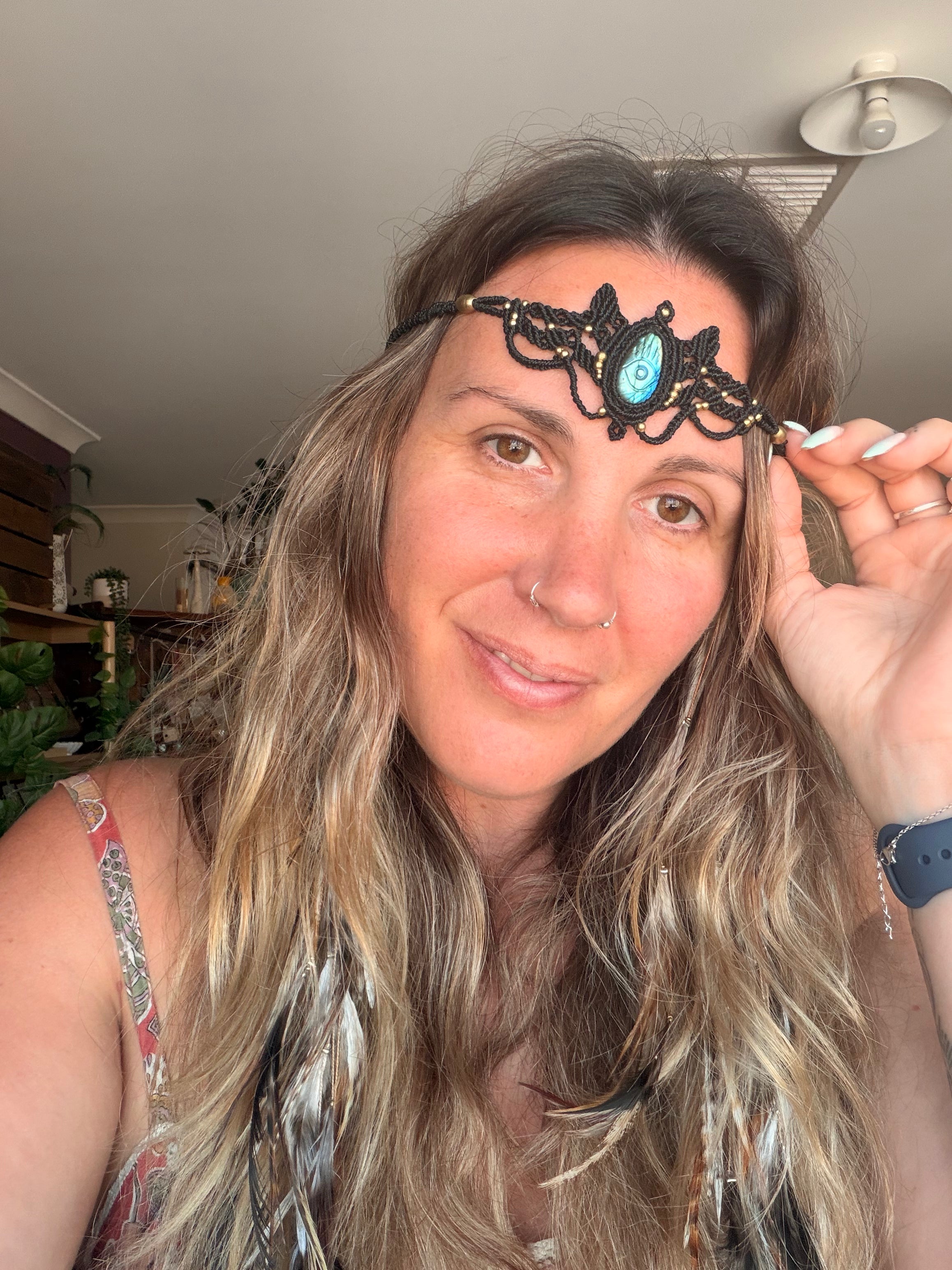 Evil Eye labradorite crown