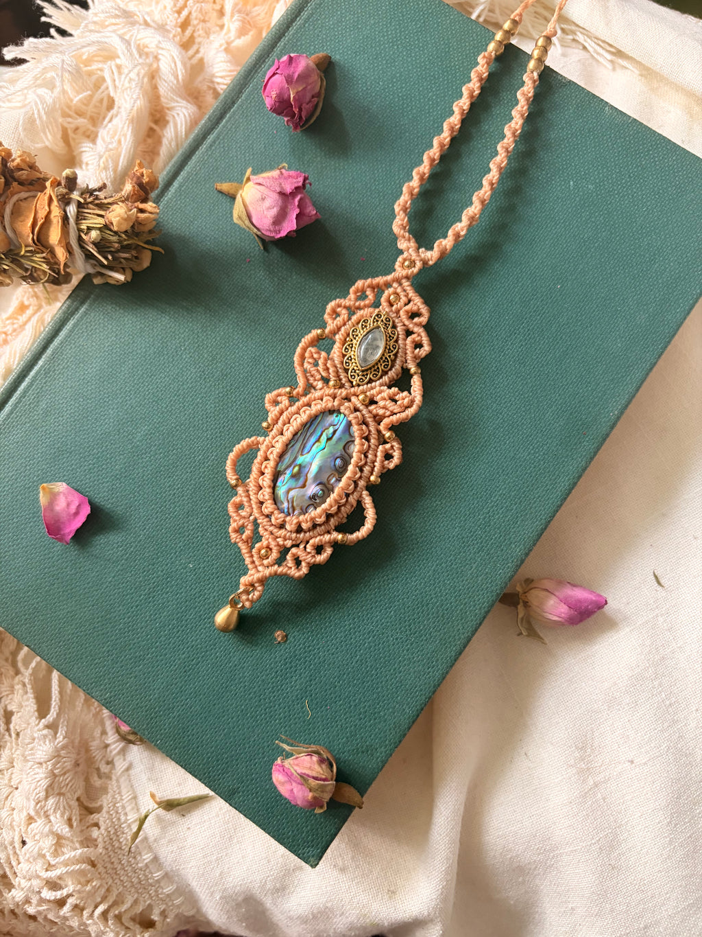 The Moon’s Love Letter — Pāua Shell & Moonstone necklace
