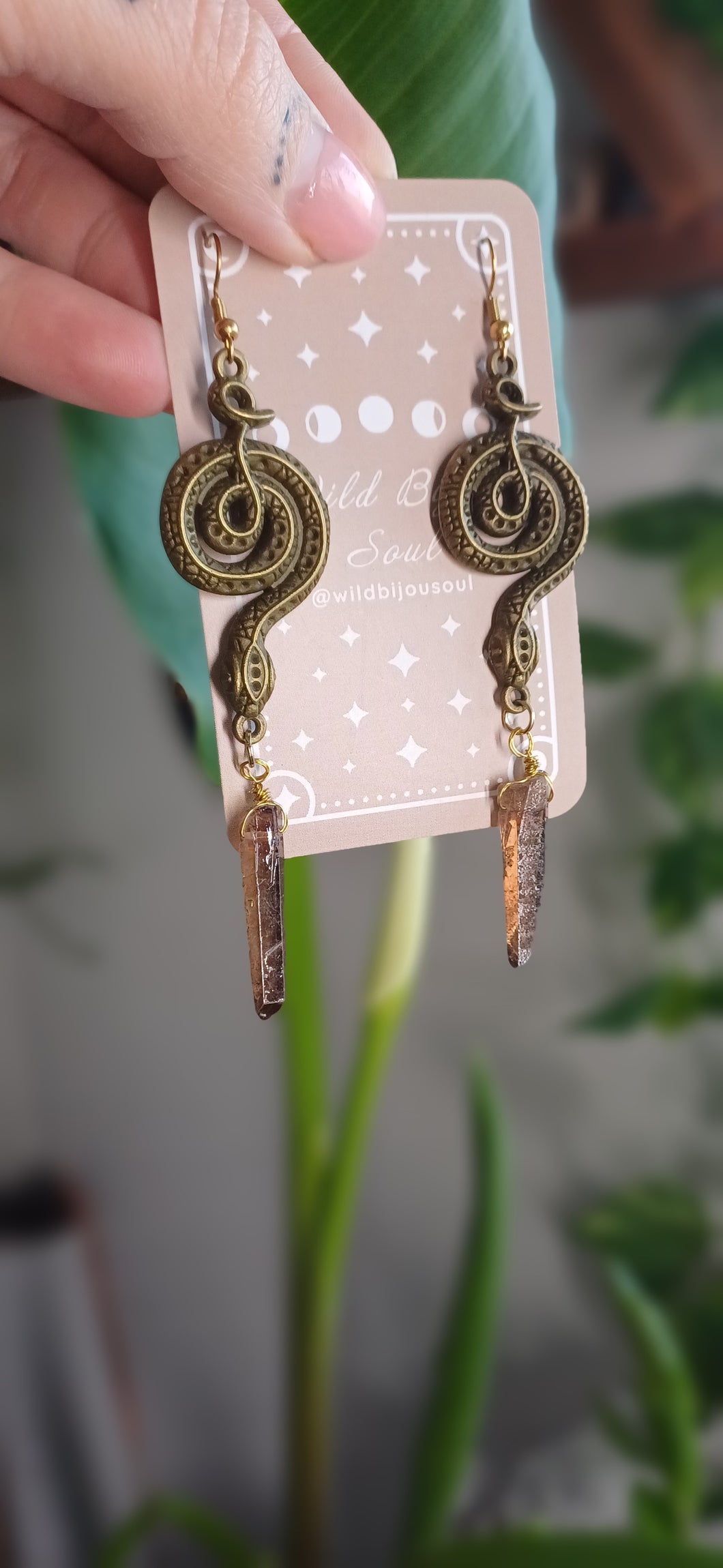 Smokey Quartz Snake Earrings
