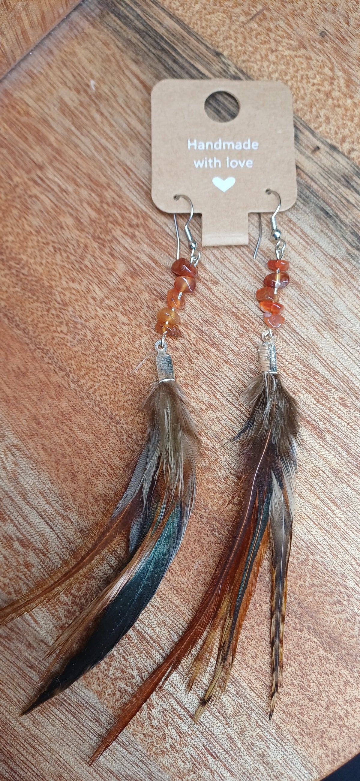 Carnelian Feather Earrings